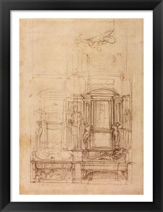 Framed W.26r Design for the Medici Chapel in the church of San Lorenzo, Florence Print