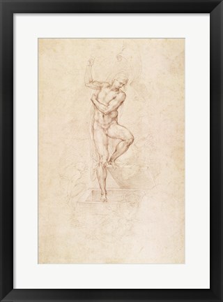 Framed W.53r The Risen Christ, study for the fresco of The Last Judgement in the Sistine Chapel, Vatican Print