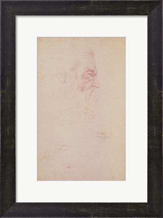 Framed Sketch of a male head and two legs Print