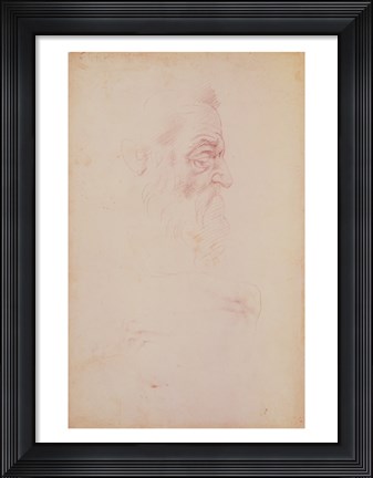 Framed Sketch of a male head and two legs Print