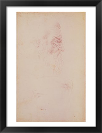 Framed Sketch of a male head and two legs Print