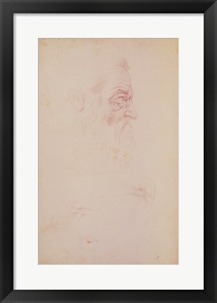 Framed Sketch of a male head and two legs Print