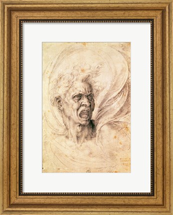 Framed Study of a man shouting Print