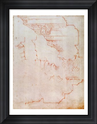 Framed Inv. 1859 6-25-560/2. R. (W.19) Drawing of architectural details Print
