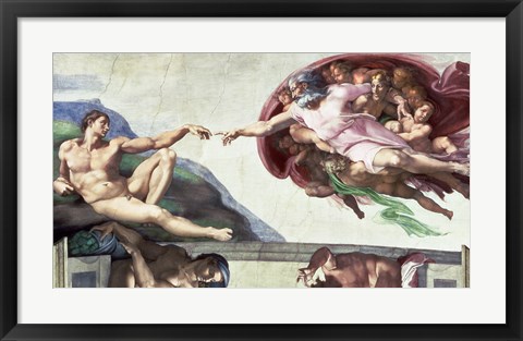 Framed Sistine Chapel Ceiling (1508-12): The Creation of Adam, 1511-12 Print