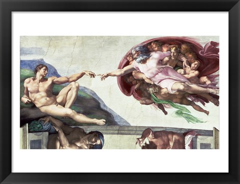 Framed Sistine Chapel Ceiling (1508-12): The Creation of Adam, 1511-12 Print