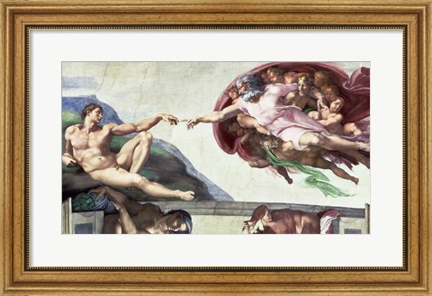 Framed Sistine Chapel Ceiling (1508-12): The Creation of Adam, 1511-12 Print