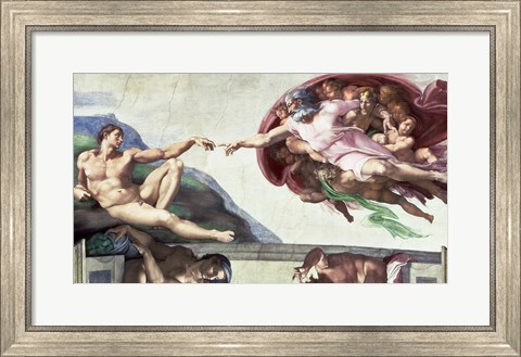 Framed Sistine Chapel Ceiling (1508-12): The Creation of Adam, 1511-12 Print