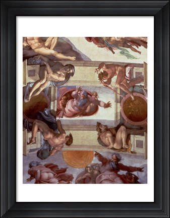 Framed Sistine Chapel Ceiling (1508-12): The Separation of the Waters from the Earth, 1511-12 Print