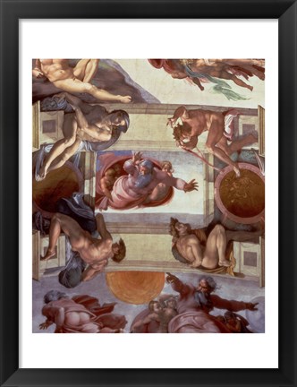 Framed Sistine Chapel Ceiling (1508-12): The Separation of the Waters from the Earth, 1511-12 Print