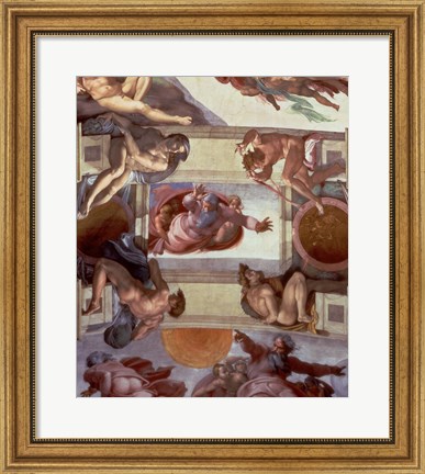 Framed Sistine Chapel Ceiling (1508-12): The Separation of the Waters from the Earth, 1511-12 Print