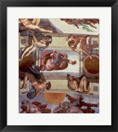 Framed Sistine Chapel Ceiling (1508-12): The Separation of the Waters from the Earth, 1511-12 Print