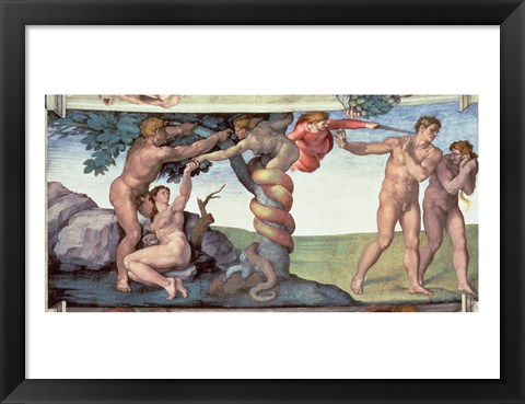 Framed Sistine Chapel Ceiling (1508-12): The Fall of Man, 1510 Print