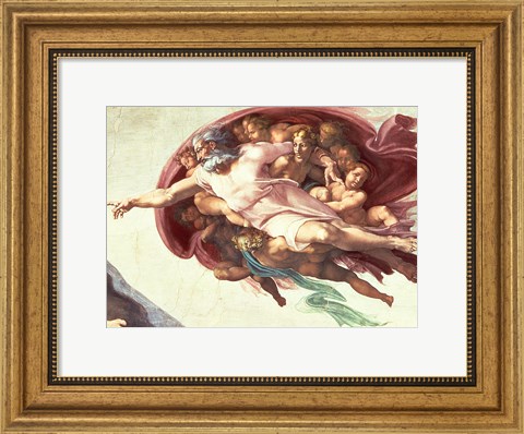 Framed Sistine Chapel Ceiling: The Creation of Adam, detail of God the Father, 1508-12 Print