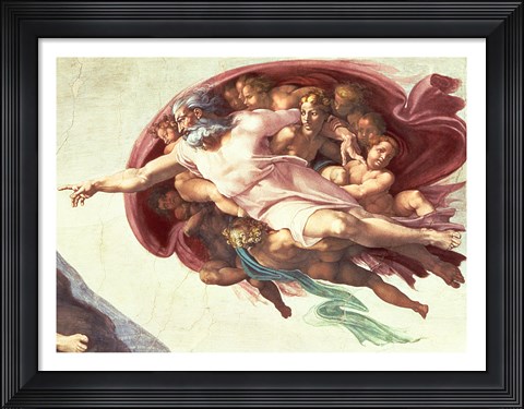 Framed Sistine Chapel Ceiling: The Creation of Adam, detail of God the Father, 1508-12 Print