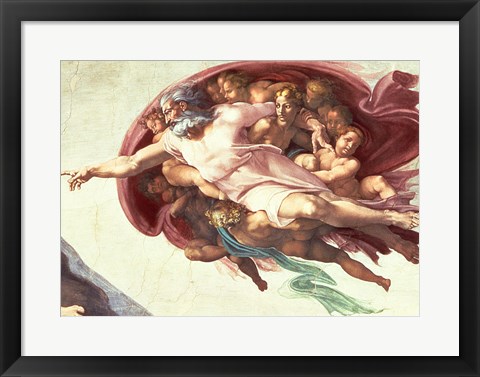 Framed Sistine Chapel Ceiling: The Creation of Adam, detail of God the Father, 1508-12 Print