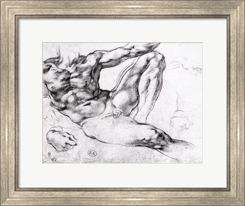 Framed Study for the Creation of Adam Print