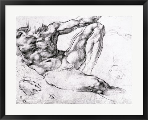 Framed Study for the Creation of Adam Print