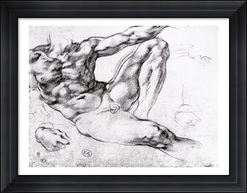 Framed Study for the Creation of Adam Print