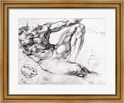 Framed Study for the Creation of Adam Print