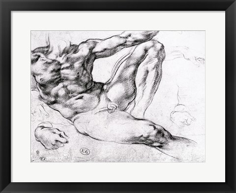 Framed Study for the Creation of Adam Print