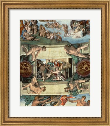 Framed Sistine Chapel Ceiling (1508-12): The Sacrifice of Noah, 1508-10 Print