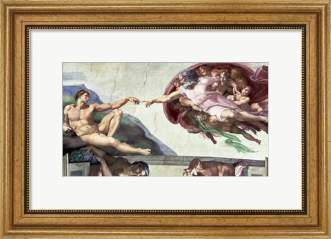 Framed Sistine Chapel Ceiling (1508-12): The Creation of Adam, 1511-12 Print