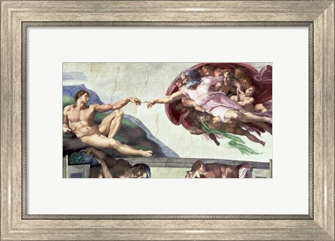 Framed Sistine Chapel Ceiling (1508-12): The Creation of Adam, 1511-12 Print