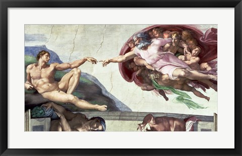 Framed Sistine Chapel Ceiling (1508-12): The Creation of Adam, 1511-12 Print