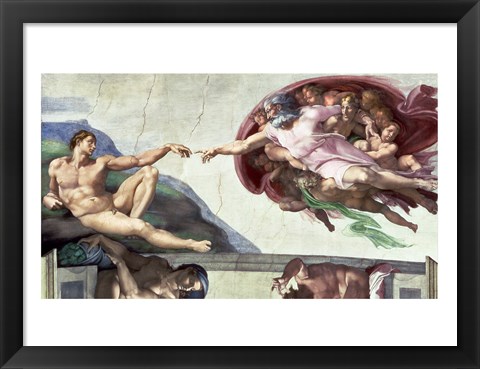 Framed Sistine Chapel Ceiling (1508-12): The Creation of Adam, 1511-12 Print