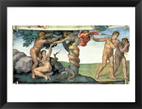 Framed Sistine Chapel Ceiling (1508-12): The Fall of Man, 1510 Print