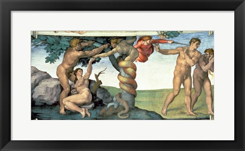 Framed Sistine Chapel Ceiling (1508-12): The Fall of Man, 1510 Print