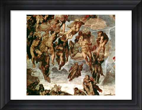Framed Righteous Drawn up to Heaven, detail from &#39;The Last Judgement&#39;, in the Sistine Chapel, c.1508-12 Print