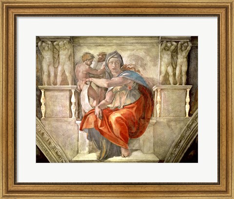 Framed Sistine Chapel Ceiling: Delphic Sibyl Print