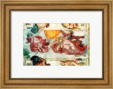 Framed Sistine Chapel Ceiling: Creation of the Sun and Moon, 1508-12 Print