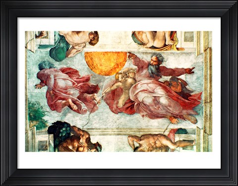 Framed Sistine Chapel Ceiling: Creation of the Sun and Moon, 1508-12 Print