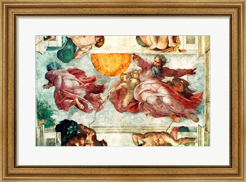 Framed Sistine Chapel Ceiling: Creation of the Sun and Moon, 1508-12 Print