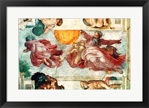 Framed Sistine Chapel Ceiling: Creation of the Sun and Moon, 1508-12 Print