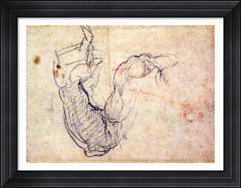 Framed Preparatory Study for the Arm of Christ in the Last Judgement, 1535-41 Print