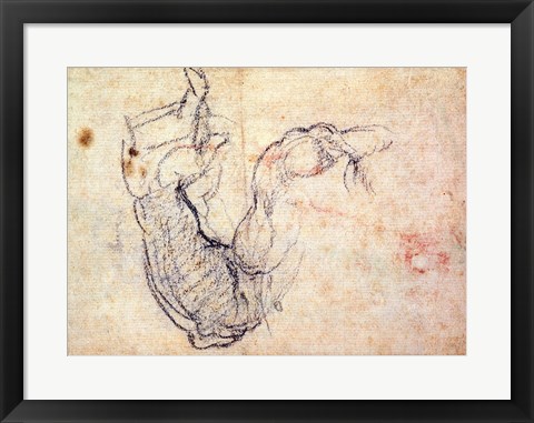 Framed Preparatory Study for the Arm of Christ in the Last Judgement, 1535-41 Print