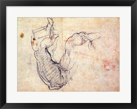 Framed Preparatory Study for the Arm of Christ in the Last Judgement, 1535-41 Print