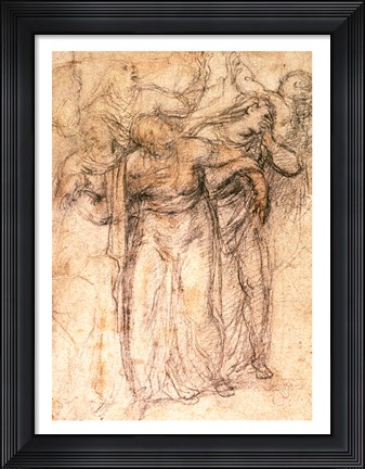 Framed Study of Mourning Women Print