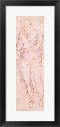 Framed Study for Adam in &#39;The Expulsion&#39;, 1508-12 Print