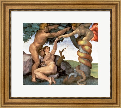 Framed Sistine Chapel Ceiling (1508-12): The Fall of Man, 1510 (detail) Print