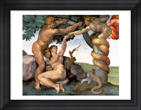 Framed Sistine Chapel Ceiling (1508-12): The Fall of Man, 1510 (detail) Print