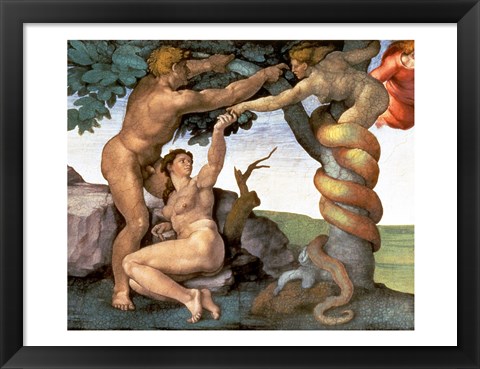 Framed Sistine Chapel Ceiling (1508-12): The Fall of Man, 1510 (detail) Print