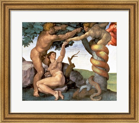 Framed Sistine Chapel Ceiling (1508-12): The Fall of Man, 1510 (detail) Print