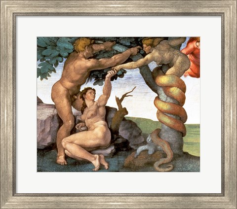 Framed Sistine Chapel Ceiling (1508-12): The Fall of Man, 1510 (detail) Print