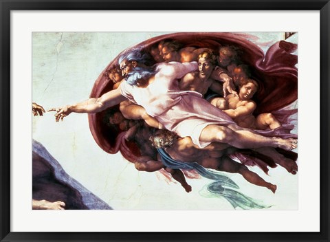 Framed Sistine Chapel Ceiling: Creation of Adam, 1510 (detail) Print