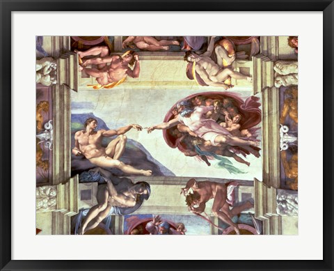 Framed Sistine Chapel Ceiling: Creation of Adam, 1510 B Print